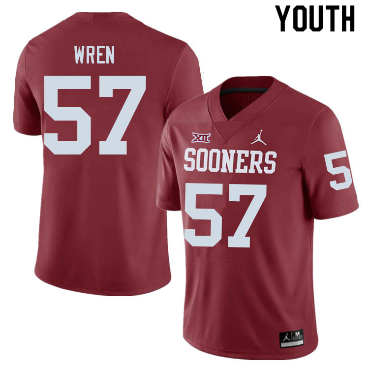 Youth #57 Maureese Wren Oklahoma Sooners College Football Jerseys Sale-Crimson